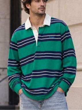 Lands End Rugby Shirt XXL Striped Supima Cotton Embroidered “Grampa”
